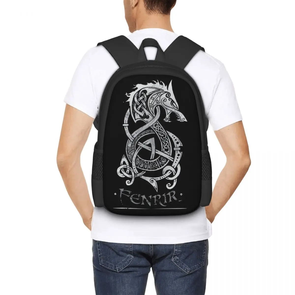 Gray Fenrir Wolf Backpack for Girls Boys Travel RucksackBackpacks for Teenage school bag