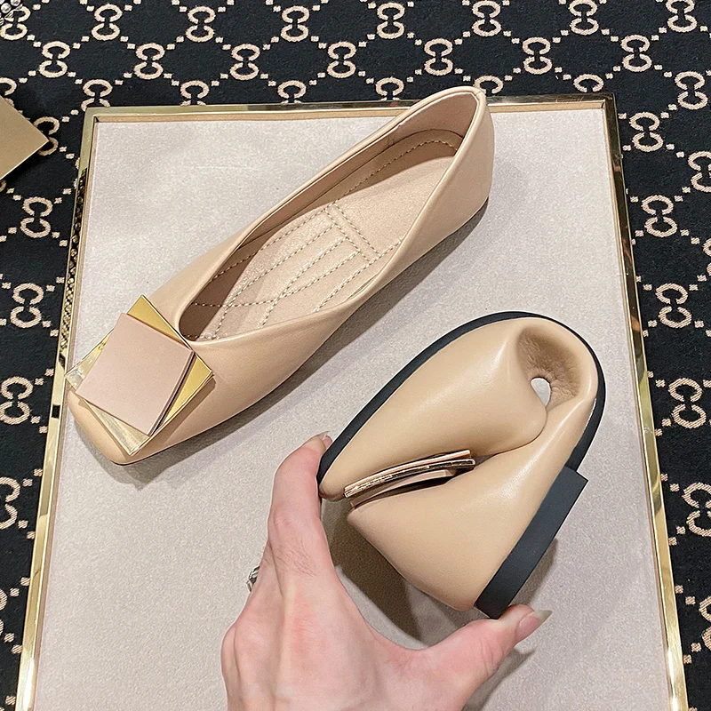 New Arrival Fashion Buckle Soft PU Big Size 44 Women Casual Low Heel Oxford Ladies Flat