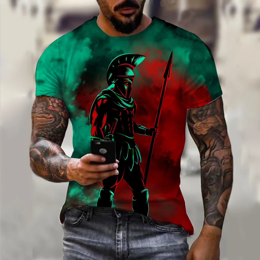 

Fashion Men's T Shirt 3D Print Spartan Warrior Tee Tops Summer Short Sleeve T shirts for Men Clothing Casual Streetwear Pullover