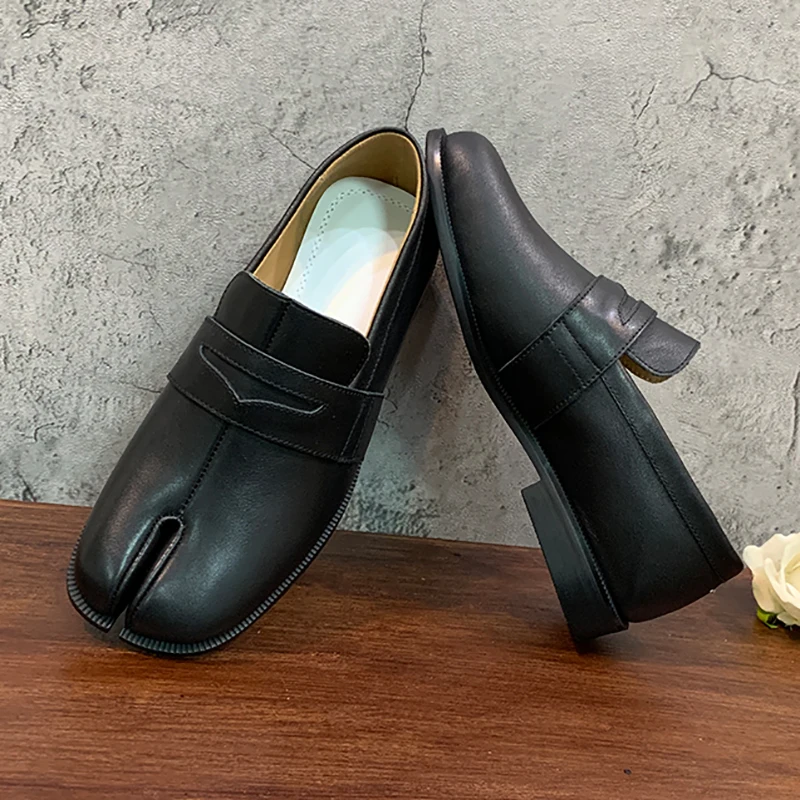 Лоферы женские из натуральной кожи повседневные туфли на плоской подошве бычья