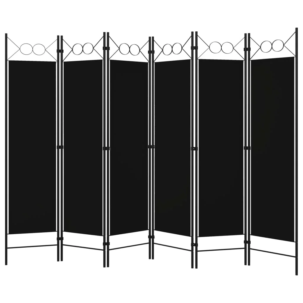 

6 Panel Room Divider Black Cream White 240x180cm Folding Screen Room Divider Separator Partition for Room