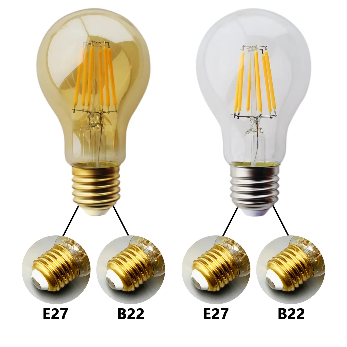 6 шт. ретро светодиодная лампа Edison накаливания 220 В лампочка E27 E14 C35 G45 A60 ST64 G80 G95 G125