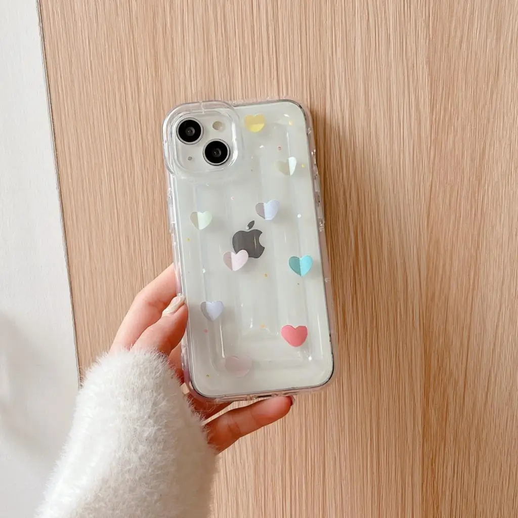 Shockproof Simple Cartoon Transparent Phone Case For IPhone 14 13 12 11 Pro Max Case Love Cute Art Sweet Girls Soft Cover