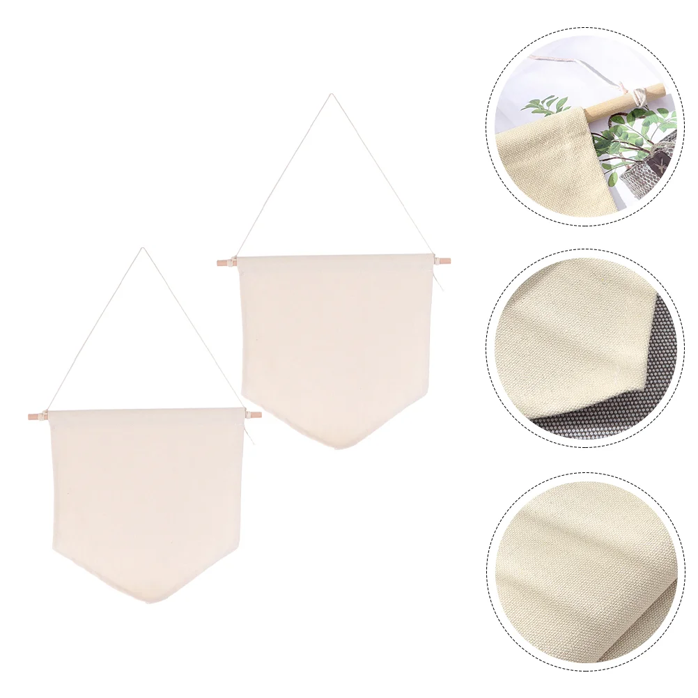 

2 Pcs Wall Mount Pendant Child Hanging Decor Canvas Banner Polyester Cotton Pennant