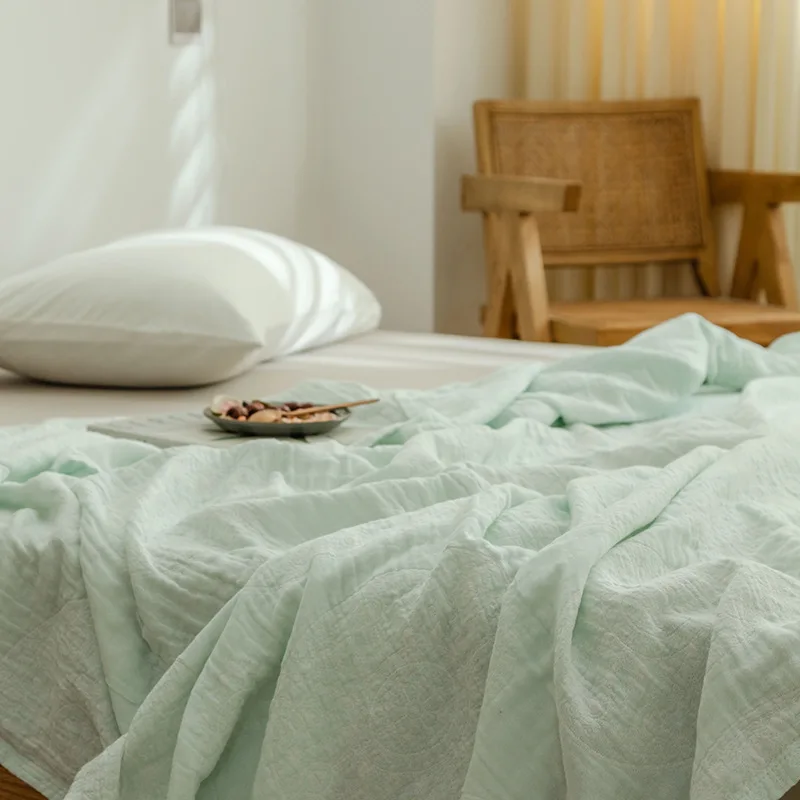 

Покрывало на кровать летнее трехслойное Марлевое одеяло из муслина двойная двуспальная кровать размерные постельные покрывала клетчатые одеяла простыня