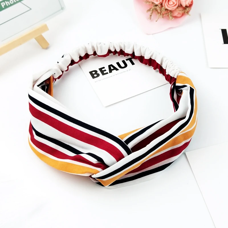 Женская обруч для волос Scrunchies с узлом в полоску