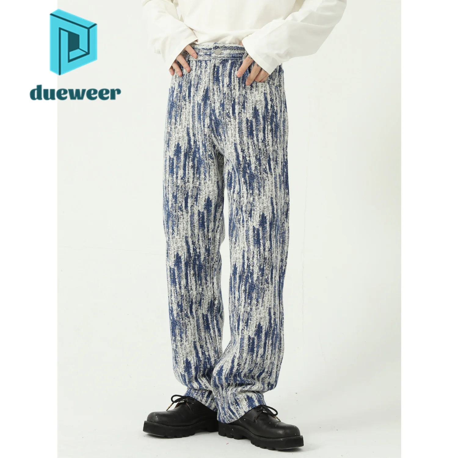 

DUEWEER Tie Dye Scratch Straight Jeans Men's Baggy Goth Hip Hop Trousers Casual Punk Distressed Denim Pants Designer Streetwear