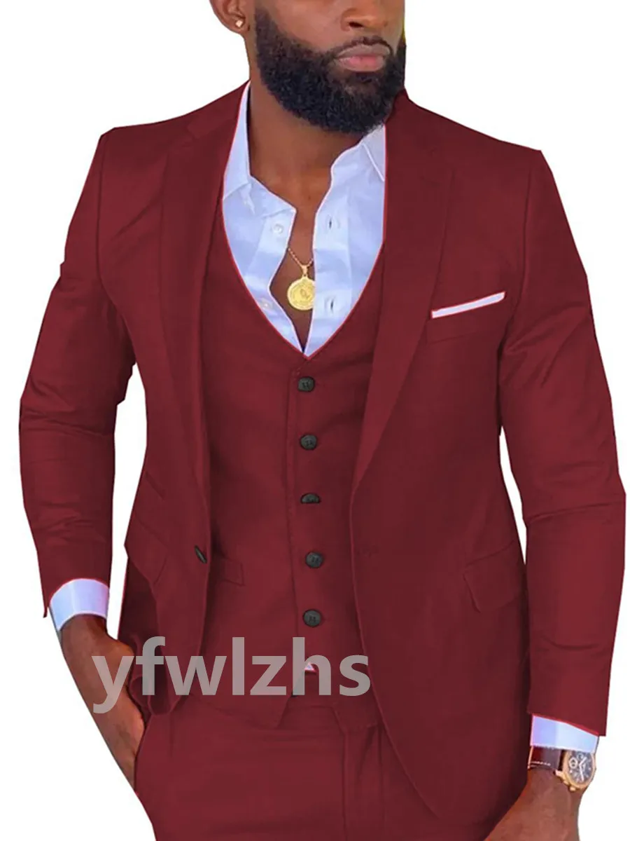 

Красивые мужские костюмы с одной кнопкой смокинги для жениха с вырезом на лацкане мужской лучший блейзер для свадьбы/выпускного вечера (пиджак + брюки + жилет + галстук) C363