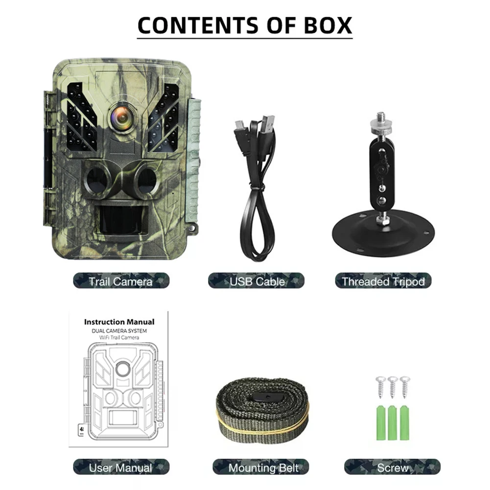 

Mini Trail Camera Wildlife Cam Outdoor 4K HD 32MP 1080P Infrared Night Vision Motion Activated Hunting Trap Game IP66 Waterproof