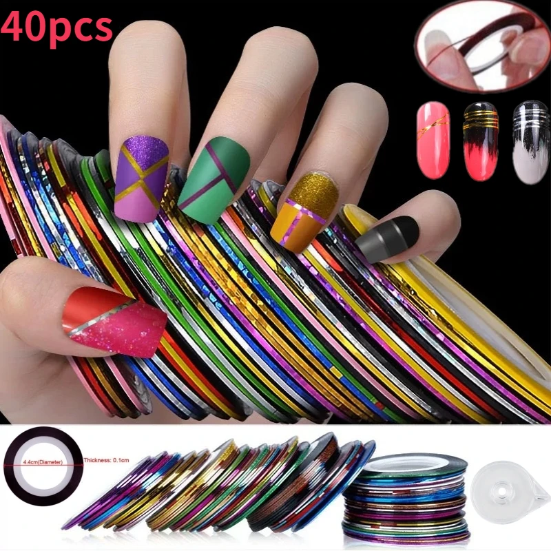 Gold Striping Tape Nail Art Design Stripe Lines Geometry 3D Sticker For Nails Gel Polish Decals Manicuring Decoration Stickers