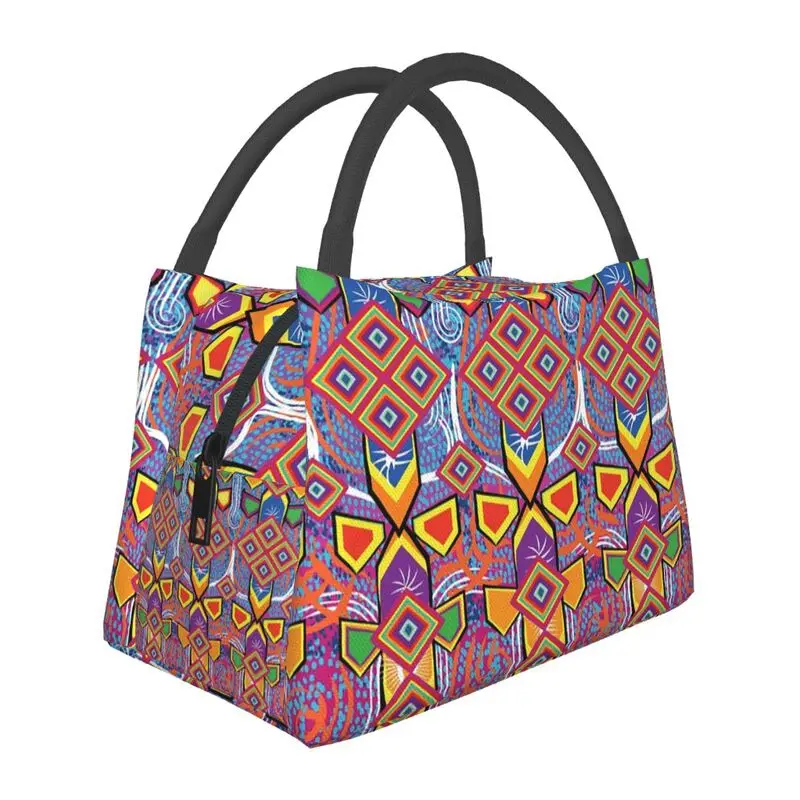

Мексиканская текстурная изолированная сумка-тоут для ланча Huichol для женщин, портативный охладитель, термопищевой Ланч-бокс, больничный офис