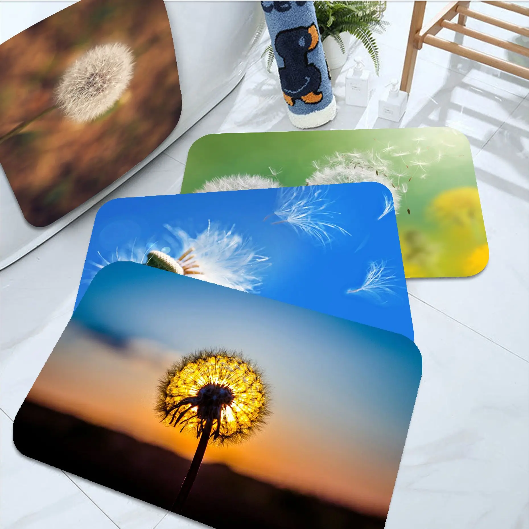 

Dandelion Hallway Carpet Non-Slip Laundry Room Mat Laundry Decor Balcony Child Living Room Toilet Rug