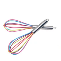 1pc 10 inch silicone egg beater stainless steel handle whisk kitchen cooking tools colorful wire