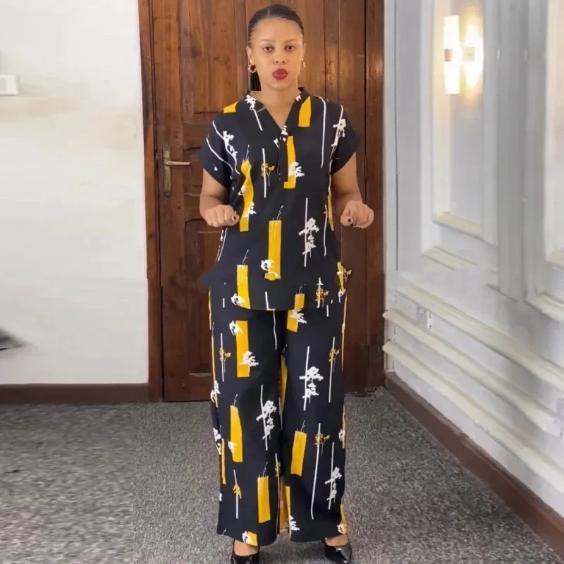 Африканская модная уличная одежда комплект из двух предметов для женщин летние