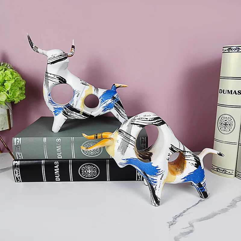 

Современная домашняя красочная статуя коровы, декорации, креативная гостиная, полимерная окрашенная корова, скульптура, рабочее искусство, украшения