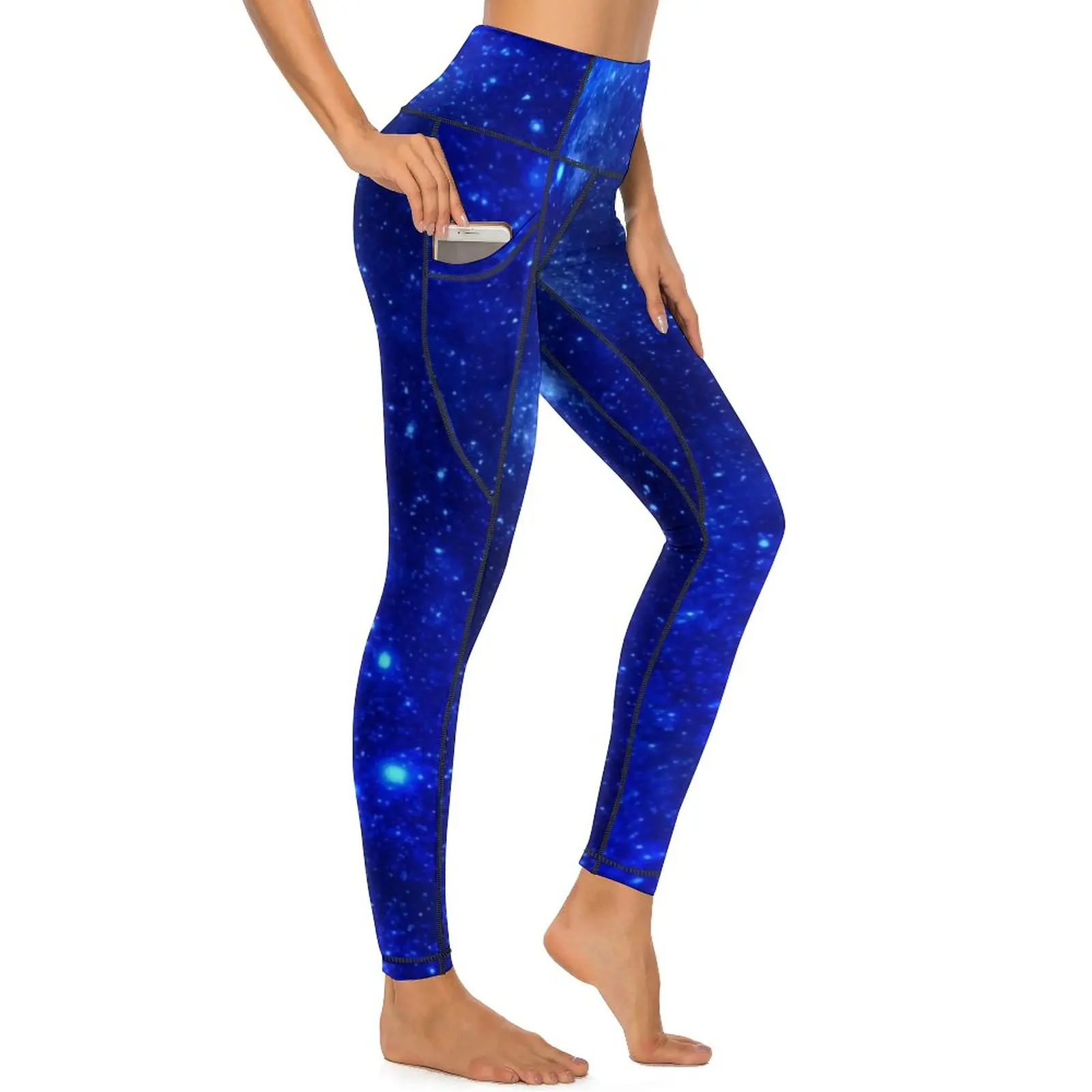 

Blue Galaxy Sky Leggings Astronomy Print Running Yoga Pants Lady High Waist Novelty Leggins Sexy Elastic Custom Sports Tights