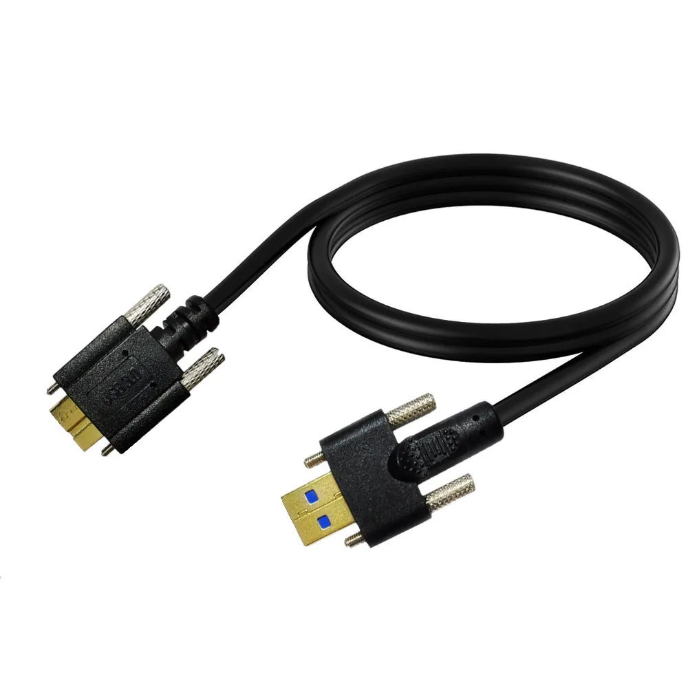 

USB 3.0 A Male to Micro B Male, both with Dual M3 Screw Locking Cable Support Data Sync and Charging Cord 1m/2m/3m 5Gbps