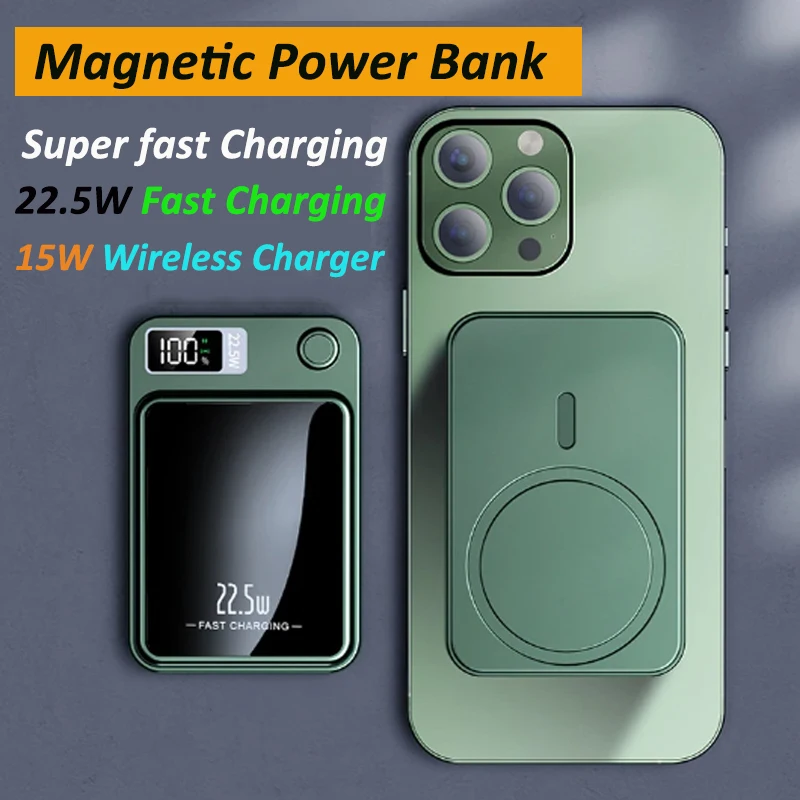 

30000mAh Power Bank for Macsafe Magnetic Super Fast Charging Qi Wireless Charger Powerbank for IPhone 15 14 13 Samsung Xiaomi