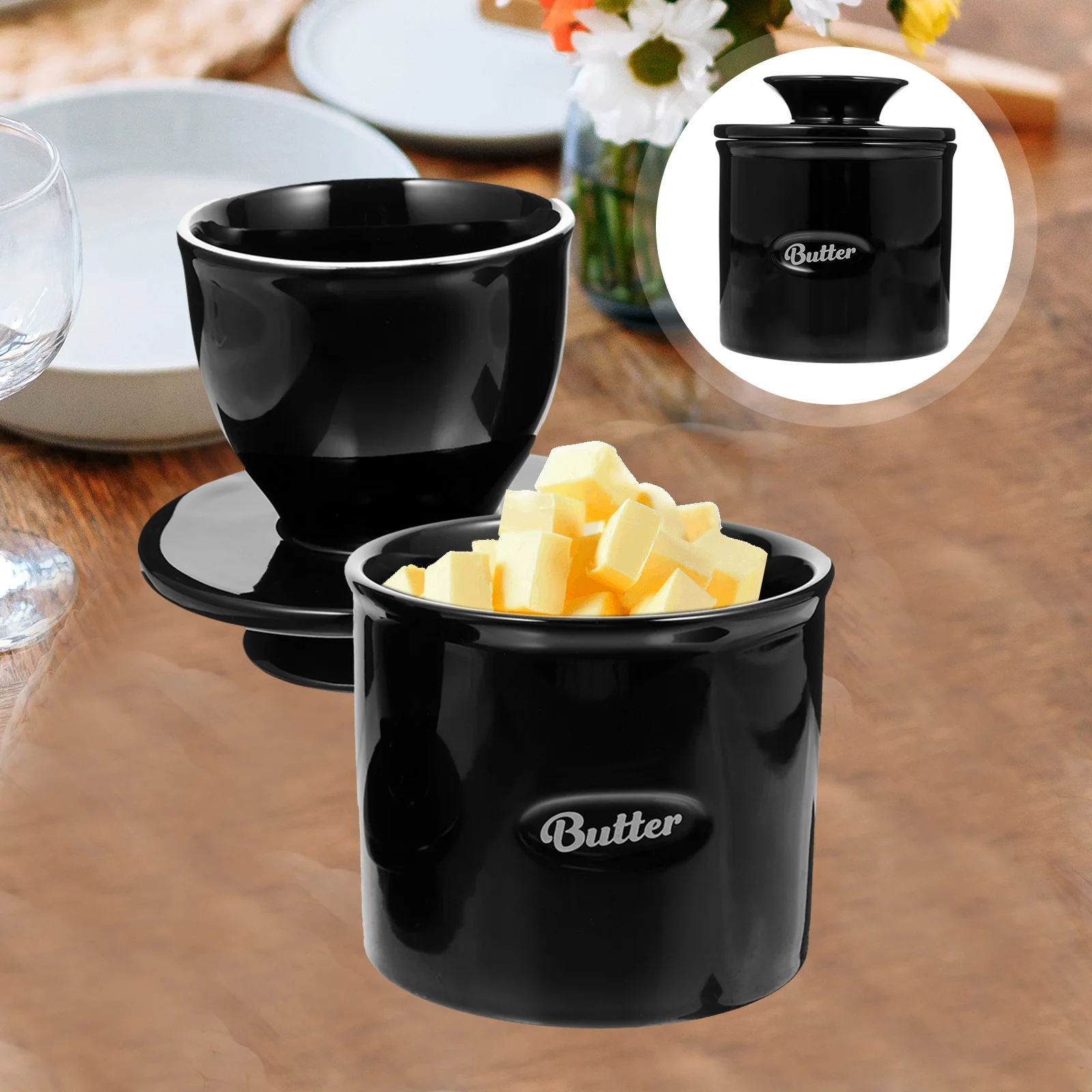 

Ceramic Butter Jar Mini Terrarium Fridge Butter Holder Storage Jar Pastry Box Ceramics Dessert Fridge Dish Butter Fridge Box