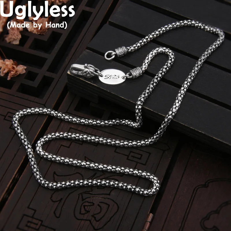 

Uglyless 6-Word мантра Лотос звеньевые цепи для мужчин тайские серебряные кукурузные цепи ожерелья без подвесок реальные искусственные серебряные ювелирные изделия