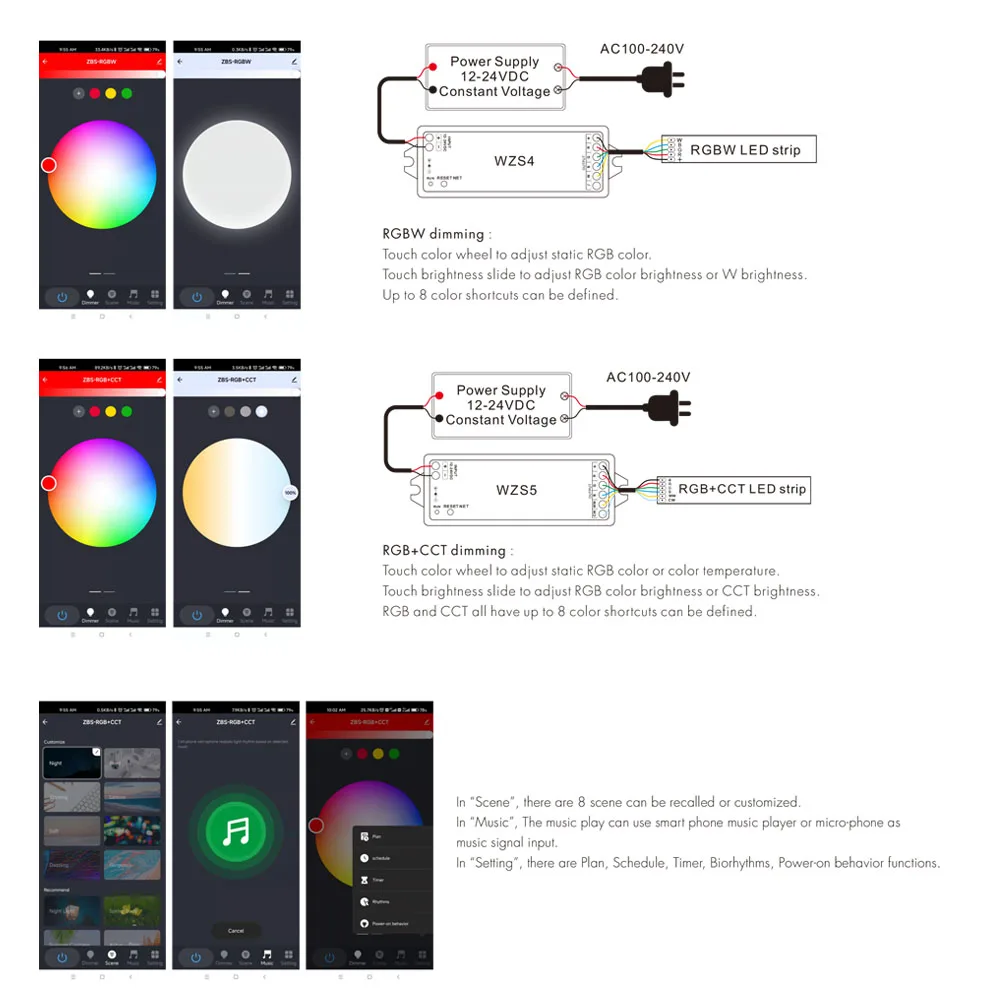 Фото Контроллер Zigbee для светодиодной ленты, 12 В, 24 В, CCT RGBW RGBCW RGB + CCT Smart Life, голосовое управление через приложение, для Alexa Echo SmartThings, шлюз №4