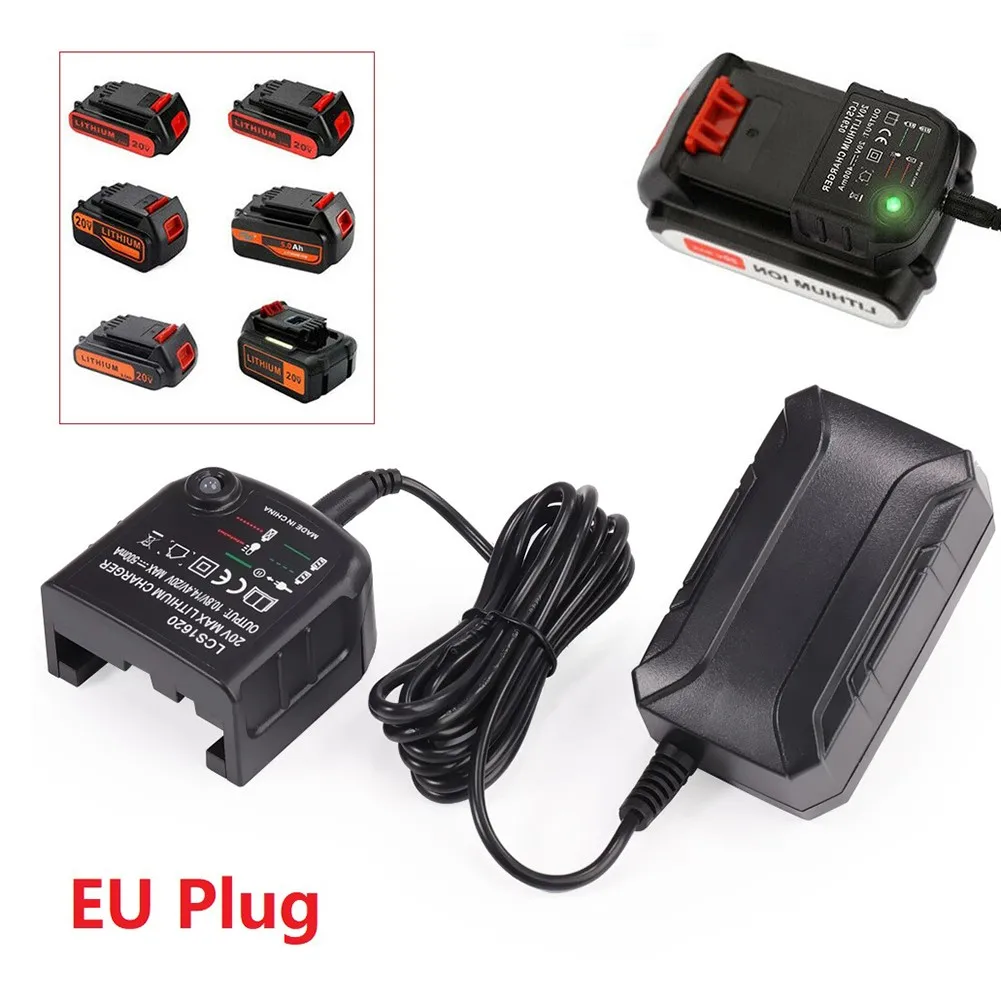 

10.8V 14.4V 20V For Black&Decker Li-Ion Battery Charger Replacement Electric Drill Screwdriver Power Tools Battery EU Plug LBX20