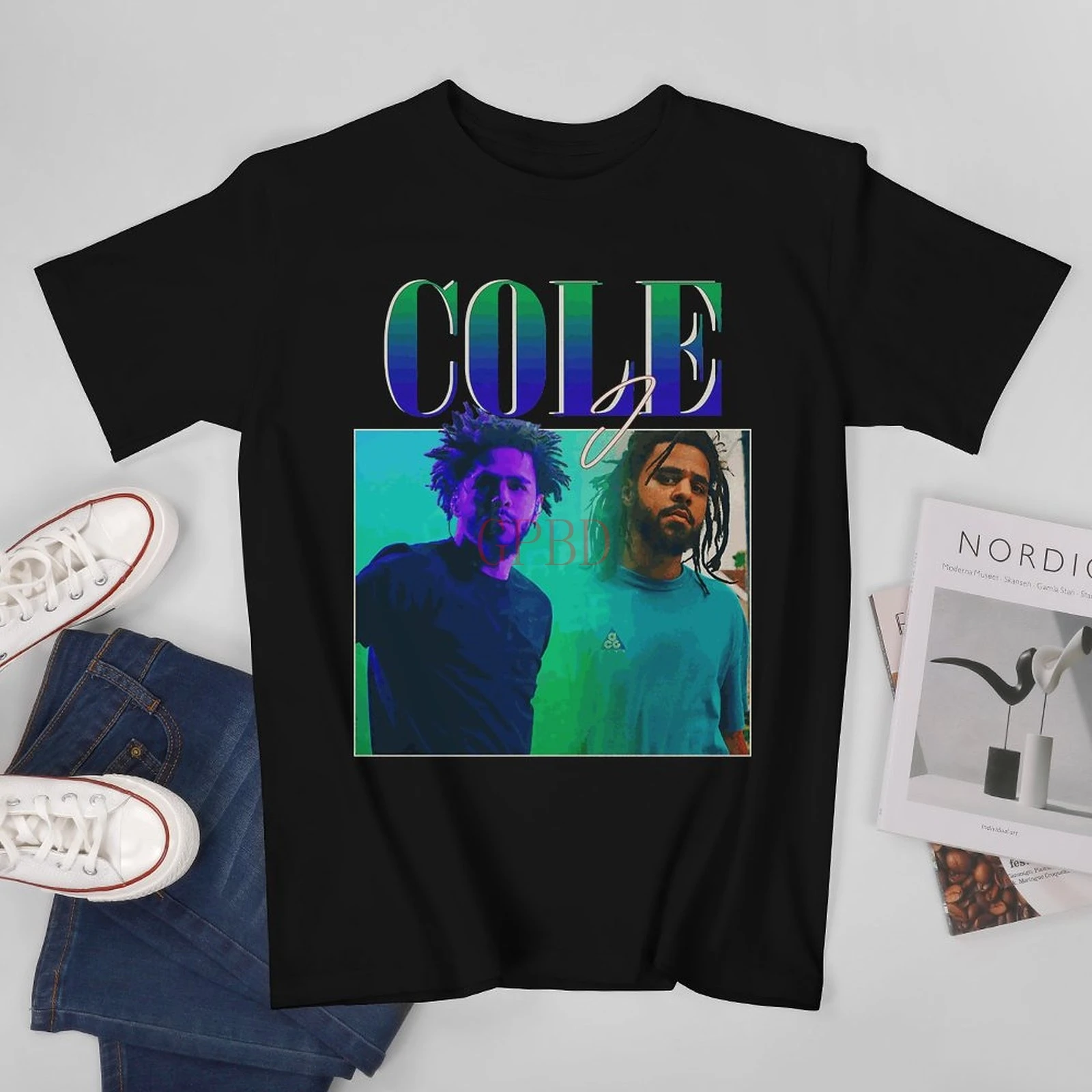 

Мужская винтажная черная футболка J Cole 90s