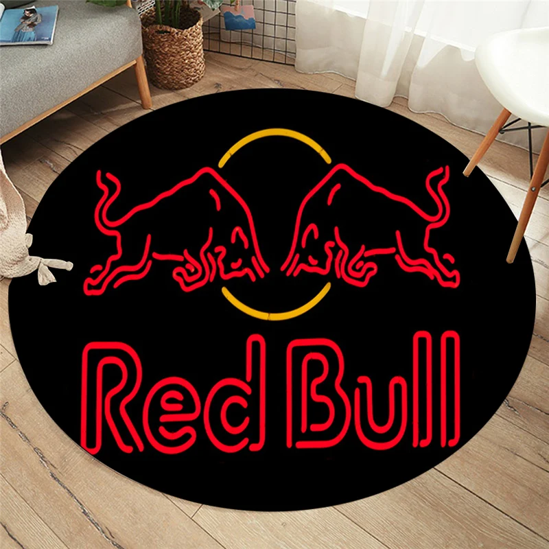 Красный бык 3D Печатный круглый ковер домашний декор мягкий фланелевый коврик для