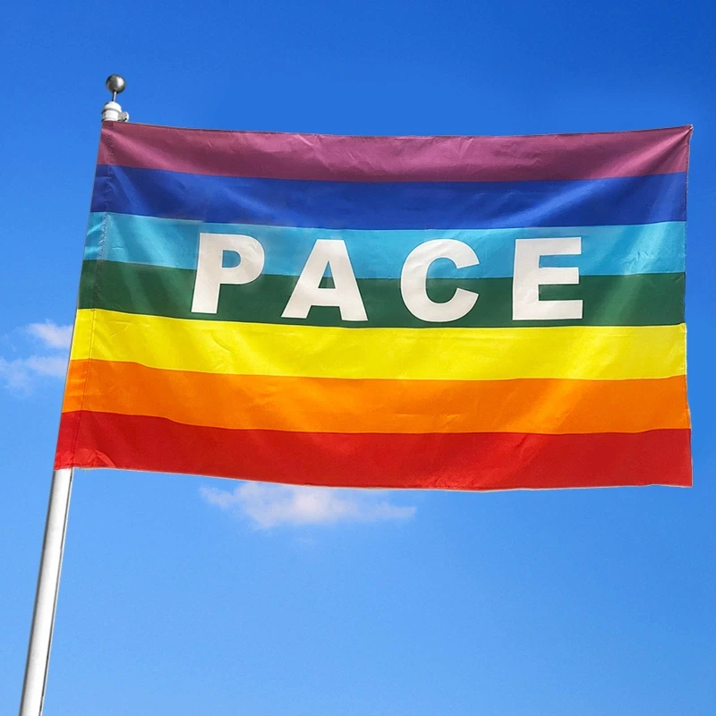 

Rainbow Flag 90×150cm PACEPEACE Flag Polyester World Peace Colorful Ornaments Decoration for Indoor Outdoor Garden Yard Supplies