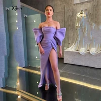 xijun puff bow sleeves formal evening dress bodycon off the shoulder ruched sweetheart girdling women prom gown customize robe
