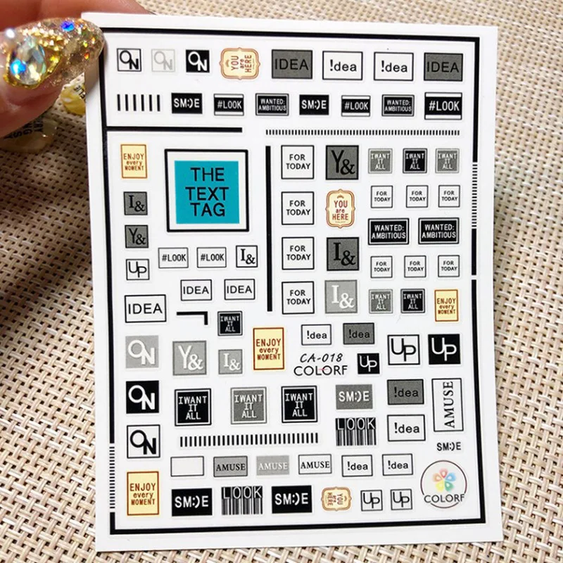 

Framed English Theme nail sticker/ 1 Sheet 3D Nail Art Stickers Self Adhesive Decals/ nail art sticker /Square Nail Appliques