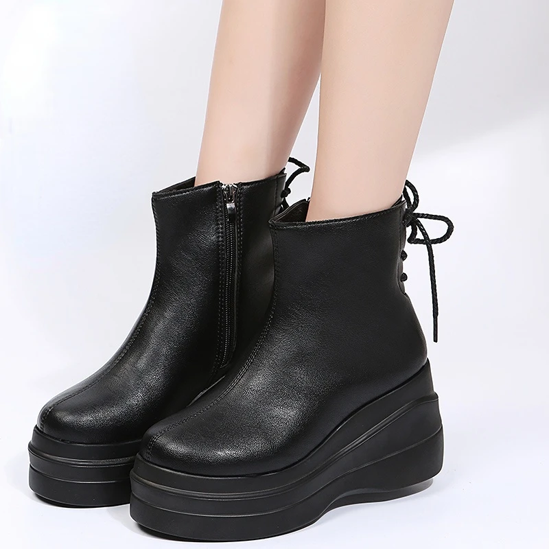 

Fashion Platform Boots Women Autumn Winter Warm Plush Shoes Comfort Chunky Heel Short Boots Ladies Ankle Boots Botas De Mujer