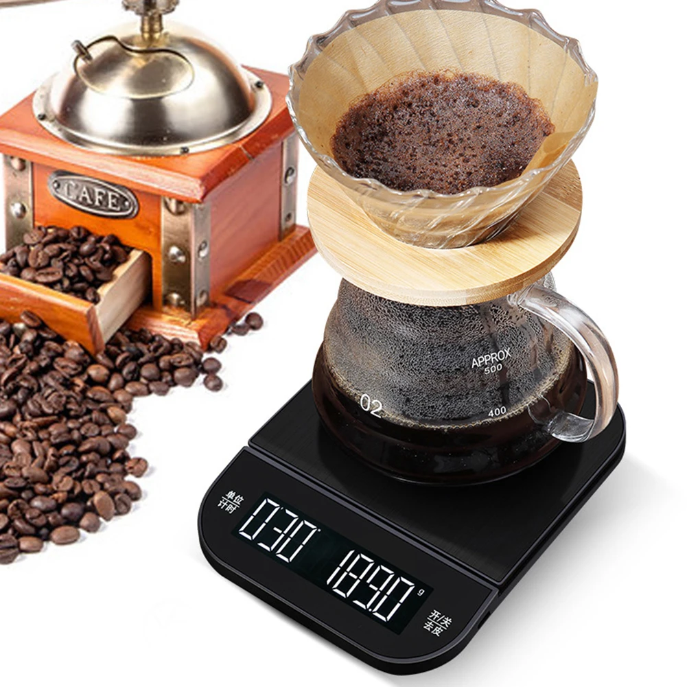 

Portable Electronic Digital Coffee Scale With Timer High Precision LED Display Weight Balance Household Kitchen Measuring Tools