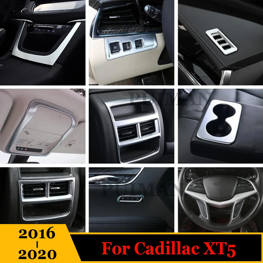 

For Cadillac XT5 2016-2020 ABS Matte Silver Car Air AC Outlet Vent Window Switch Gear Shift Cover Trim Interior Kit Accessories