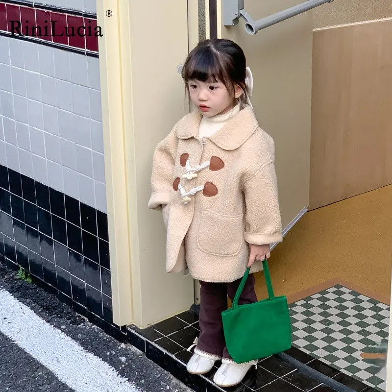 Купи RiniLucia Children Coat Thickened Girls' Coats 2022 Winter Cotton Wool Baby Girl's Coat Lapel Fashion Kid's Warm Cotton Coat за 1,146 рублей в магазине AliExpress