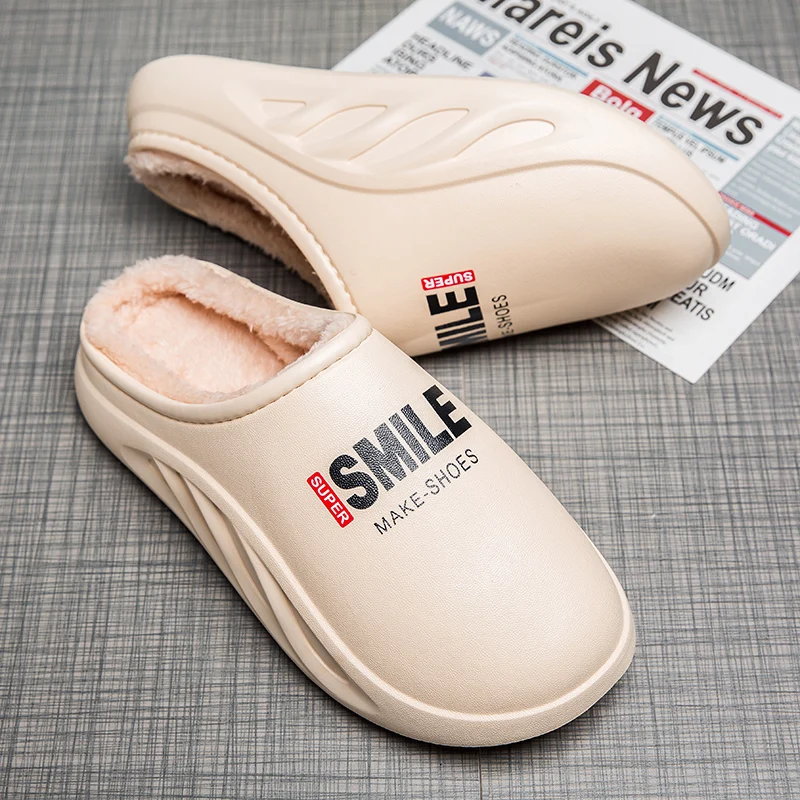 

New Winter Cotton Men Slippers Super Warm Soft Plush Slippers Thick Sole Indoor Home Slip on Waterproof Cotton Slippers for Men
