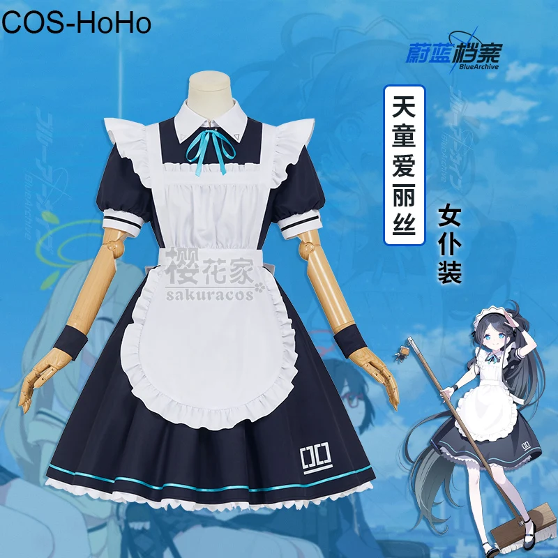 

Костюм горничной COS-HoHo с голубым архивом, костюм горничной арису для косплея, Женский костюм для ролевых игр на Хэллоуин