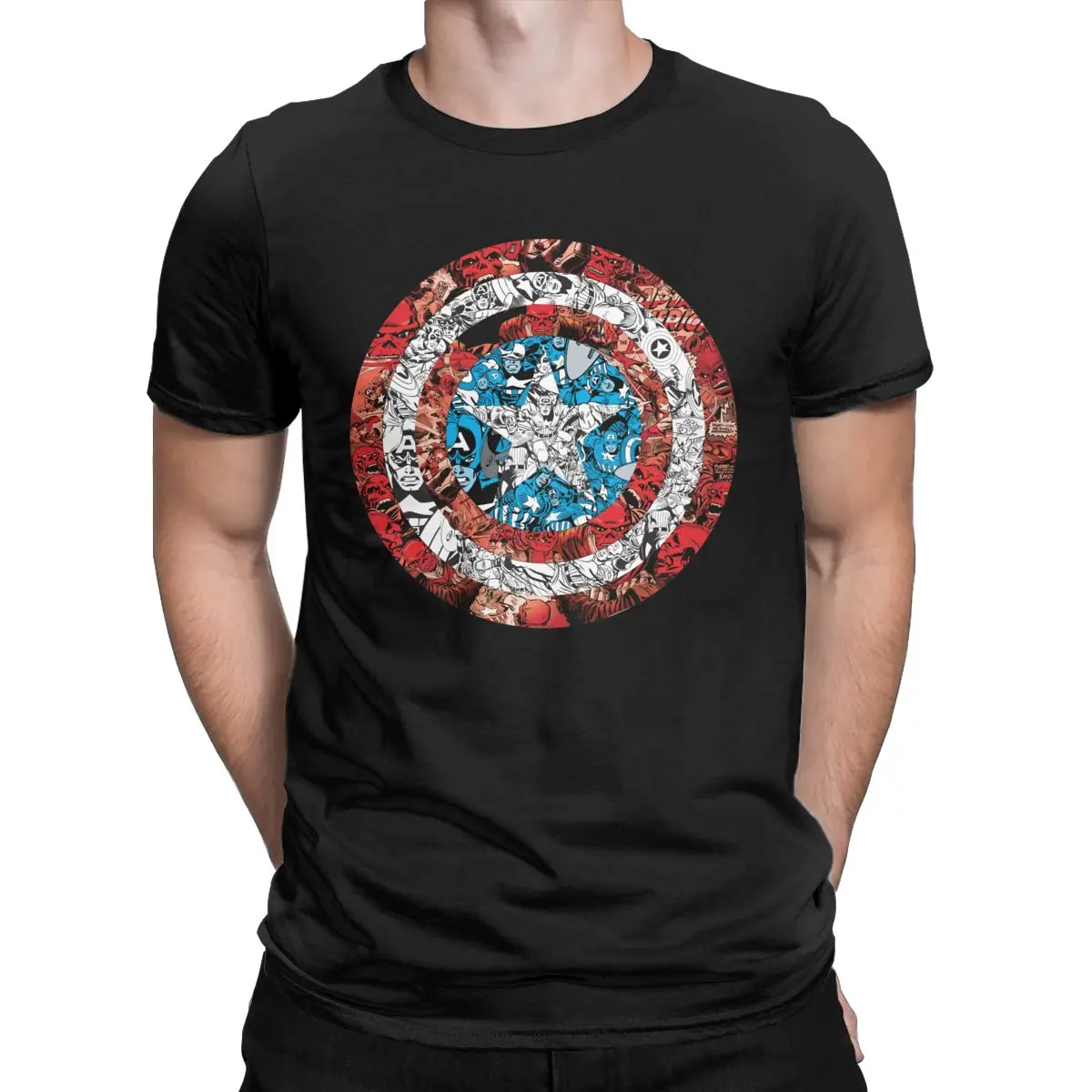 Men's   Marvel Captain America Comic Shield T Shirt 100% Cotton Clothes Short Sleeve Tee Shirt New Arrival T-Shirts