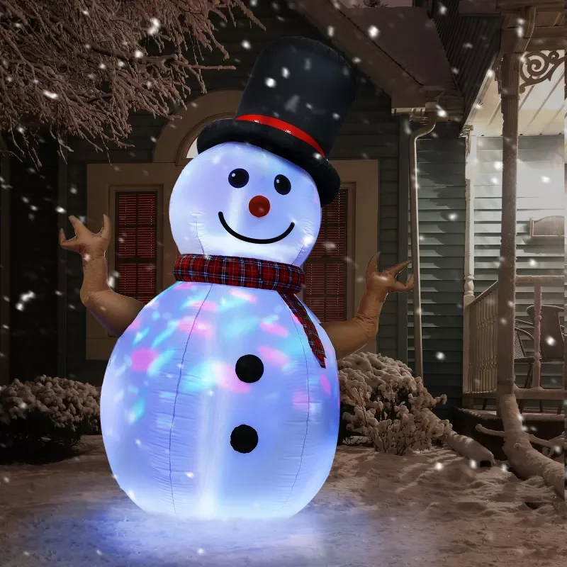 

Рождественский надувной вращающийся Снеговик NEW2023 8 футов со светодиодсветильник кой, Рождественский домашний сад, семейный реквизит, лужа...