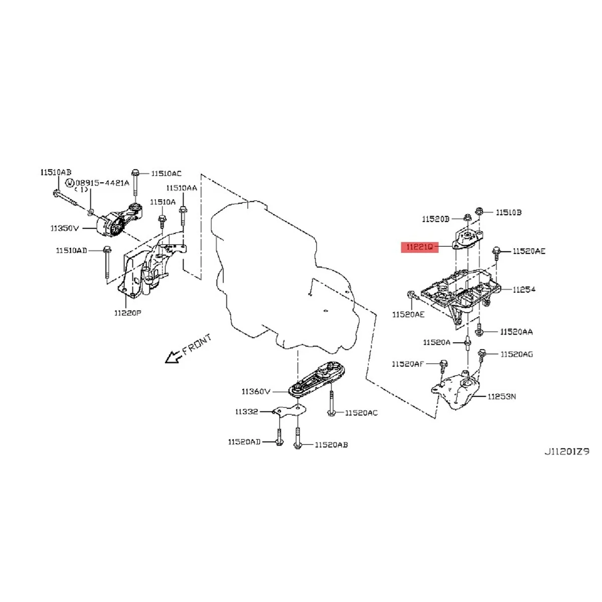 

Передний левый фотоподшипник 11220-1KG0A для двигателя Juke Sentra 1.6L 1.8L 2011-2019 с изоляцией