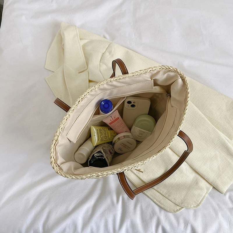 Quality Fashion Shoulder Bags Female Designer Large Capacity Top-Handle Bag Beach Bag Simple Solid Color Casua Tote Bags Sac New