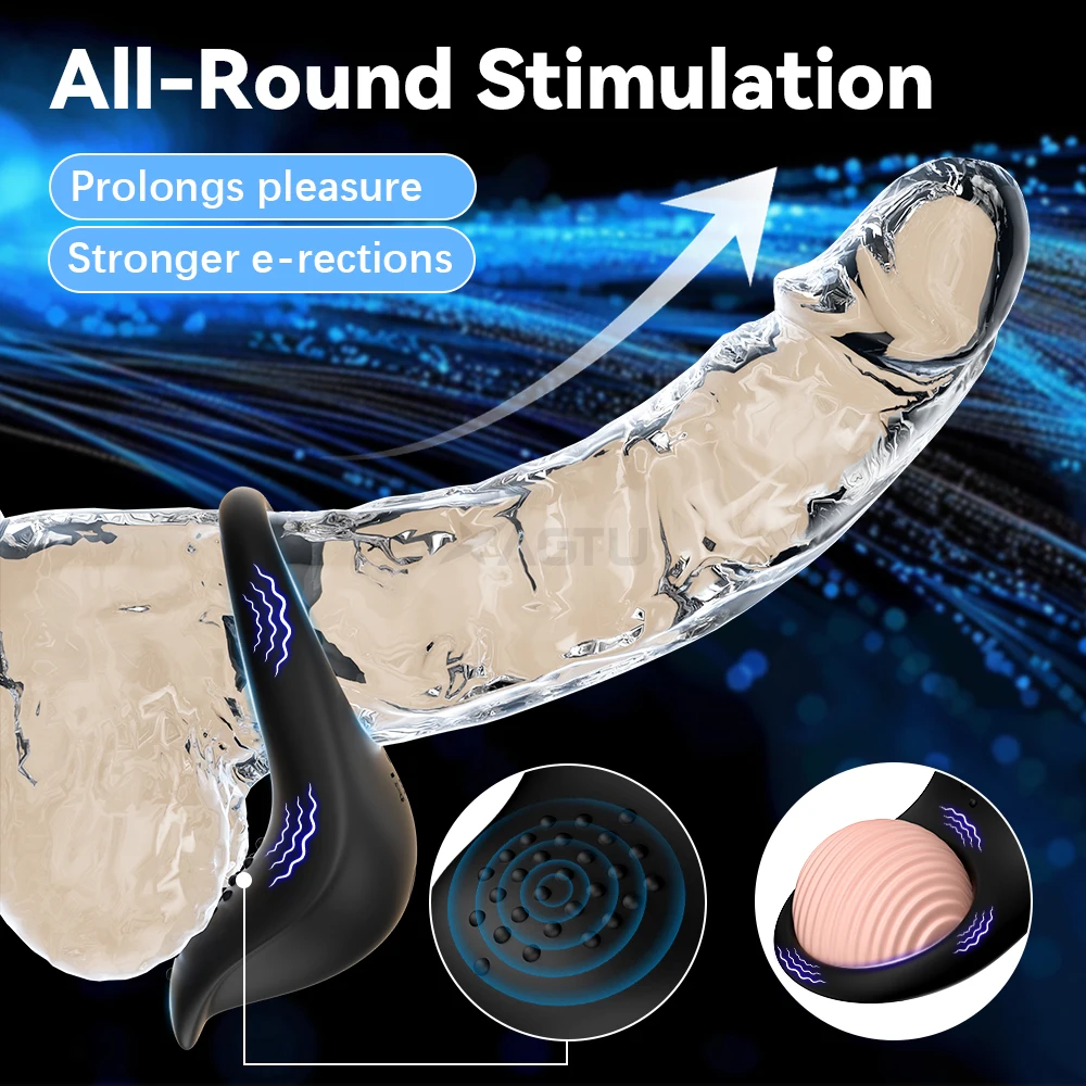 Вибрирующее кольцо для пениса с управлением через приложение мужское на член