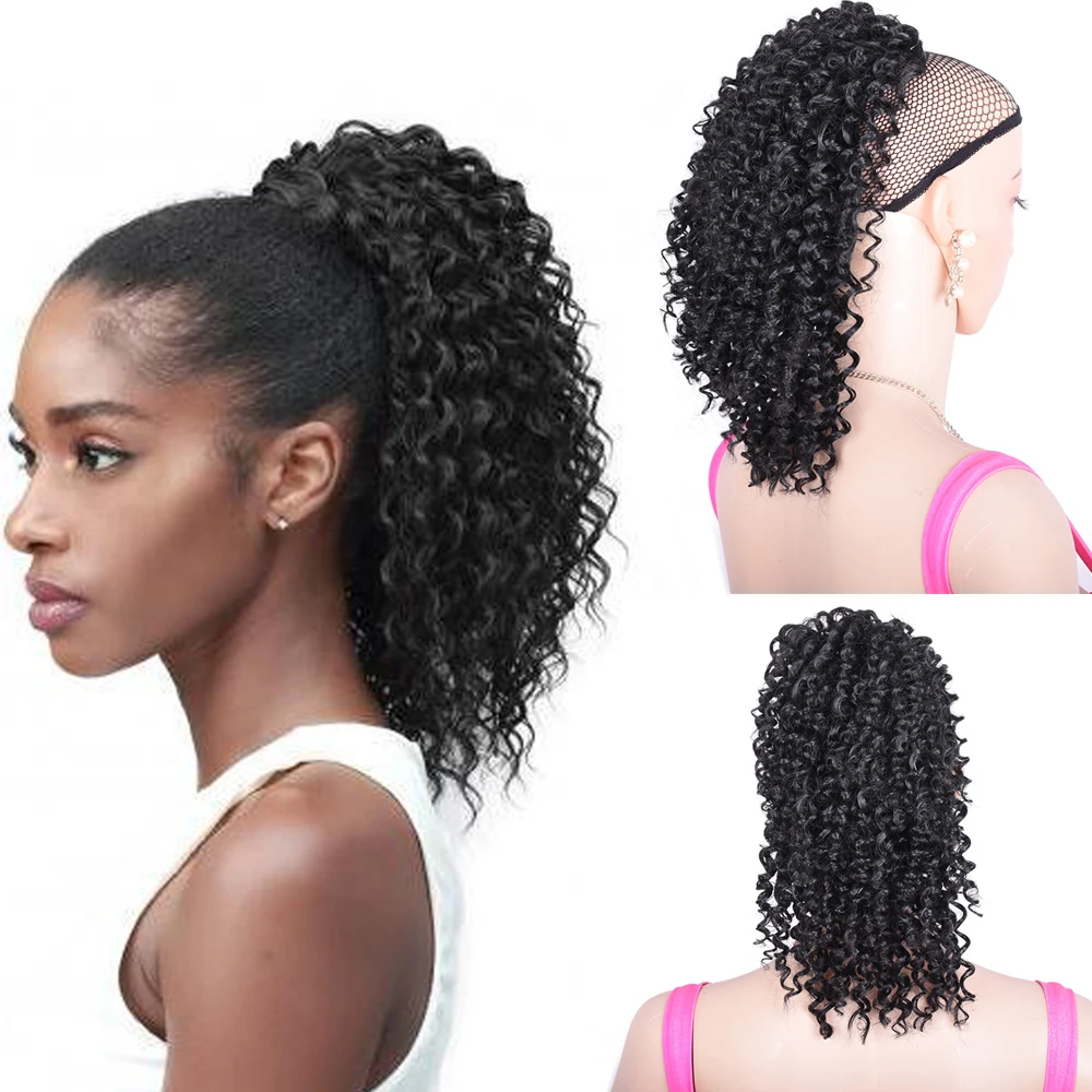 

Synthetic Puff Afro Kinky Curly Drawstring Ponytail Synthetic Clip in Pony Tail African American Hair Extension