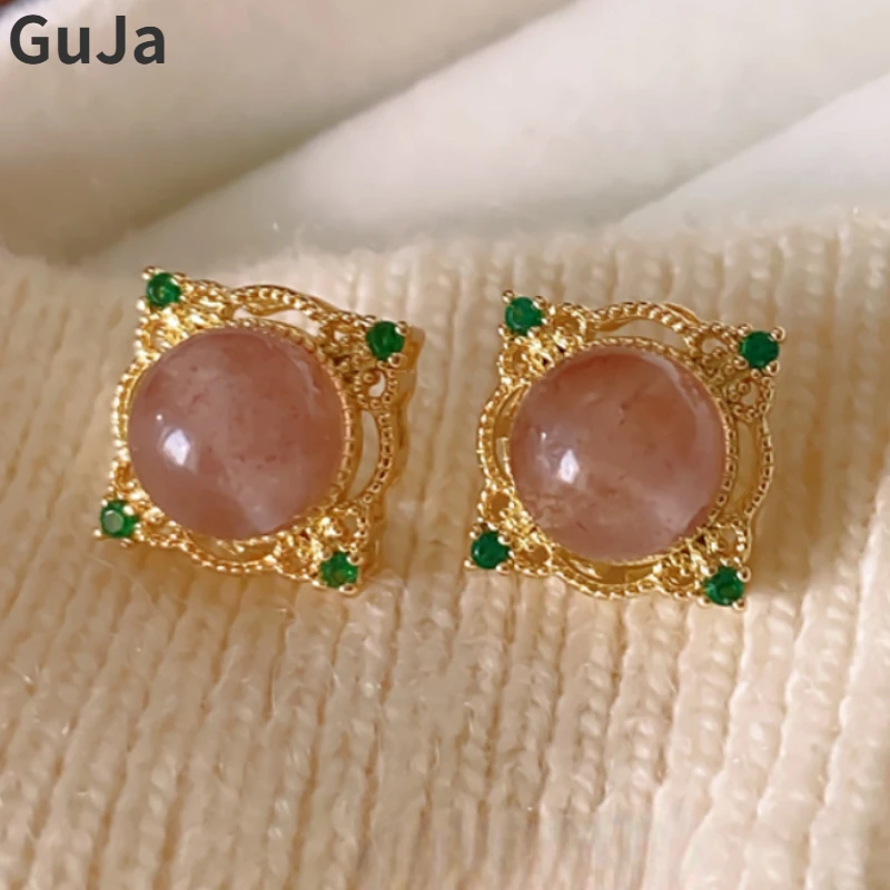 

Fashion Jewelry 925 Silver Needle Elegant Temperament Green Purple Glass Stud Earrings For Women Girl Party Wedding Gift