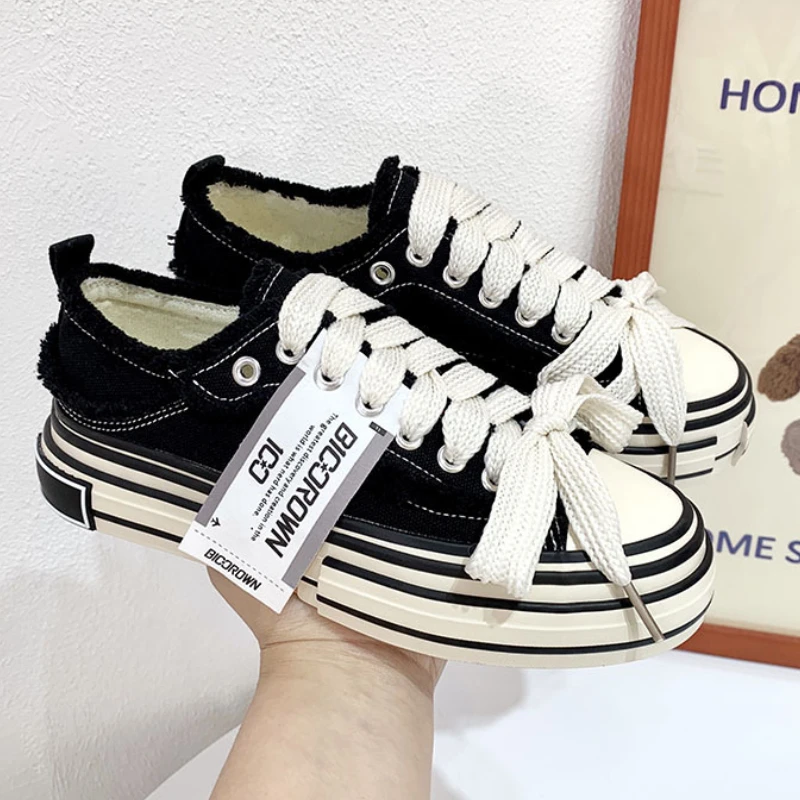 

Vintage Style Shoes Low Help Canvas Shoes Women Summer New Ins Tide Beggar Student Canvas Personalized Lace-up Casual Shoes