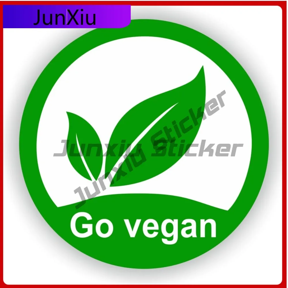 Фото Наклейка Go Vegan: забавная, стильная, милая, прочная виниловая наклейка для мотоциклетного шлема, автомобиля, грузовика, внедорожника, окна, бампера №1