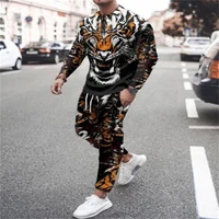 2022 new autumn printing man casual long sleeved pullover sportswear 2 piece solid color sports jogging fitness sportswear suit