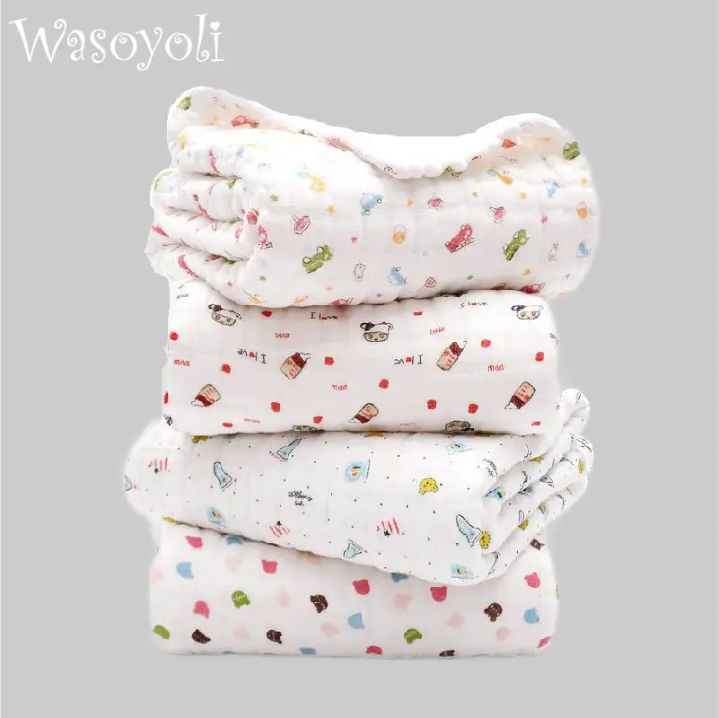 

Wasoyoli Baby Swaddles 110*110cm 100% Seersucker Muslin Cotton 12 Layers Newborn Baby Quilt Blankets Soft Bath Hold Wraps