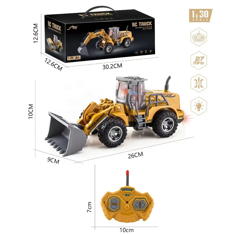 

Construction Loader 1:30 Metal Gifts For Control Boys Shovel Toy Toys Hobby Bulldozer Rc Wheel Remote Truck Car Vehicles