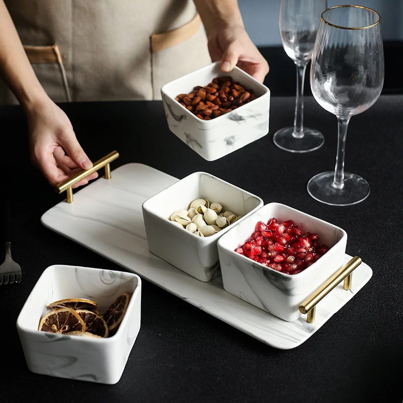 

Скандинасветильник Роскошная мраморная текстура, десертная тарелка для фруктов, домашняя керамическая тарелка для десертов в гостиную, тарелка для фруктов и закусок, ячейка для хранения